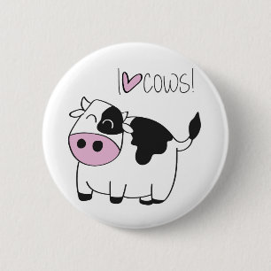 I Love Cows - cute funny cartoon cow 6 Cm Round Badge