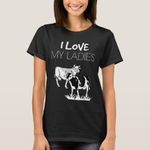 I Love Cows Farmer Ladies Farm Farming Moo T-Shirt
