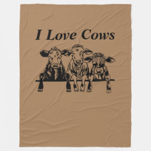 I Love Cows Fleece Blanket