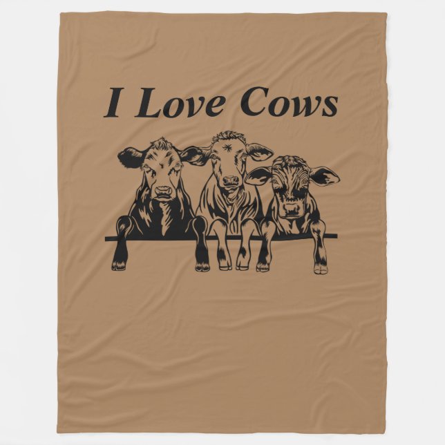 I Love Cows Fleece Blanket (Front)