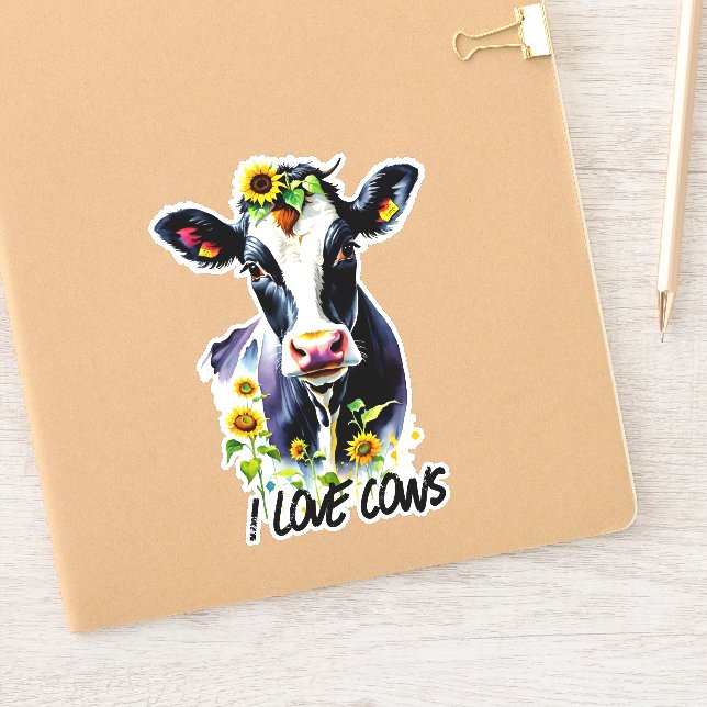 I Love Cows Holstein Cow in Sunflowers (Notebook)