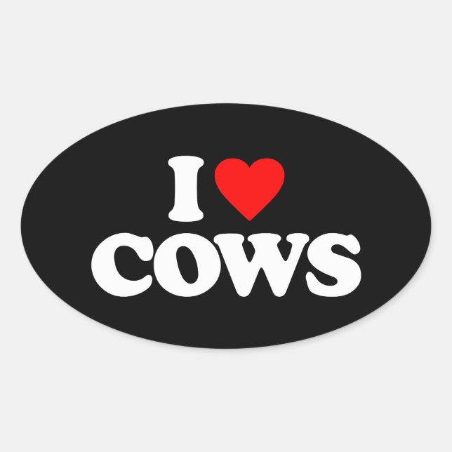 I LOVE COWS OVAL STICKER (Front)