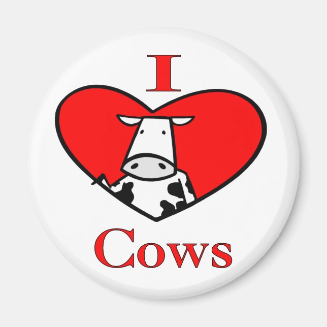 I Love Cows Red Magnet (Front)