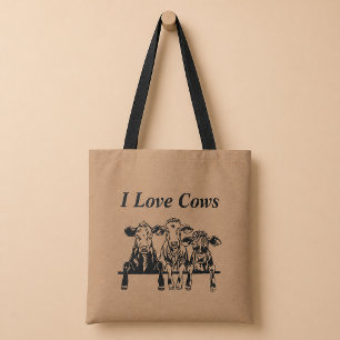 I Love Cows Tote Bag