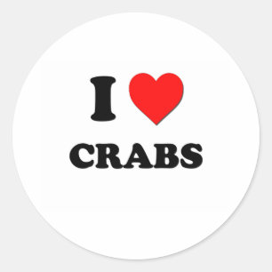 I love Crabs Classic Round Sticker