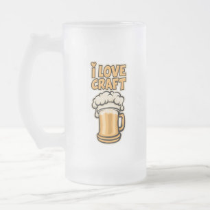 I Love Craft Beer Frosted Glass Beer Mug