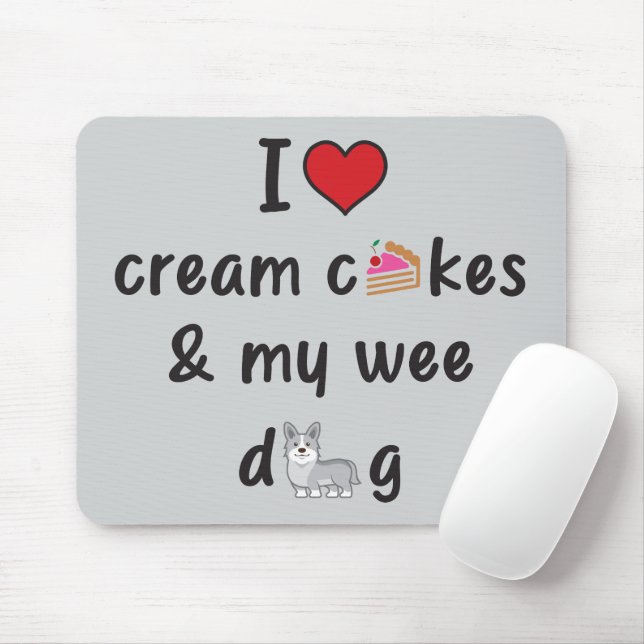 I Love Cream Cakes & My Wee Dog Mouse Mat (With Mouse)