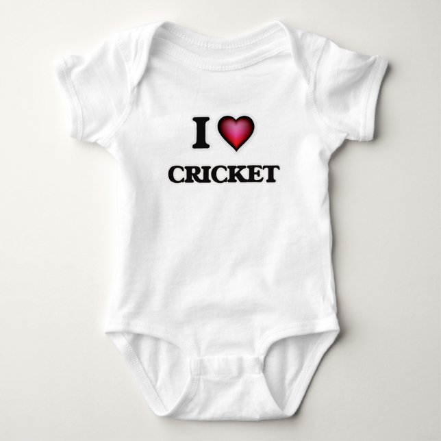 I Love Cricket Baby Bodysuit (Front)