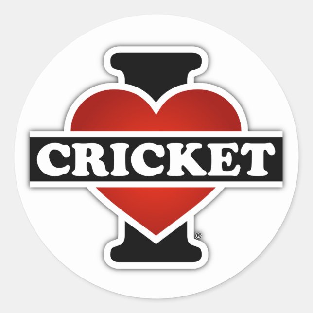 I Love Cricket Classic Round Sticker (Front)