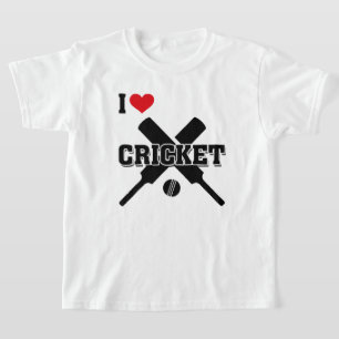 I Love Cricket, Crossed bats and ball, Cricket T-Shirt