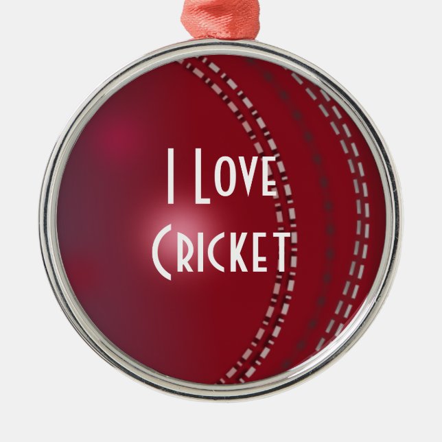 I Love Cricket, custom design, Metal Tree Decoration (Front)