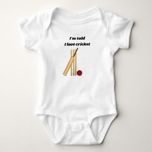 I Love Cricket With Wickets Design Baby Bodysuit