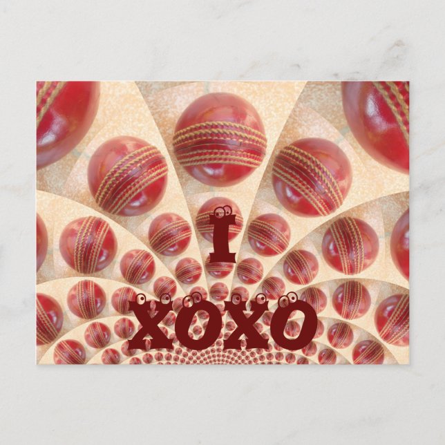 I Love Cricket XOXO Customise Product Postcard (Front)