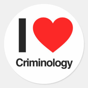 i love criminology classic round sticker