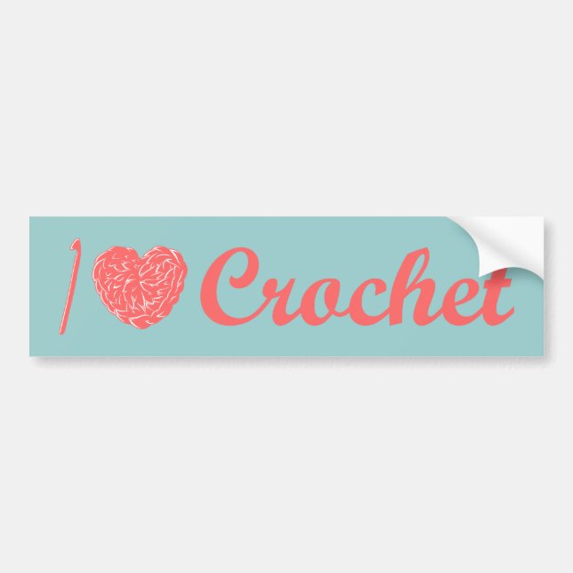 I Love Crochet Bumper Sticker (Front)