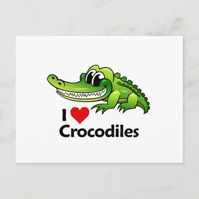 I Love Crocodiles Postcard (Front)