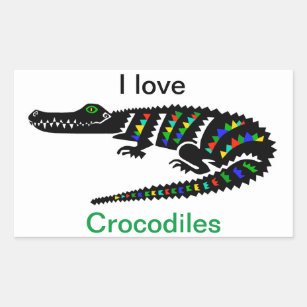 I love CROCODILES  - rectangular sticker
