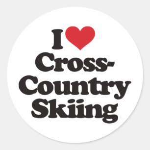 I Love Cross Country Skiing Classic Round Sticker