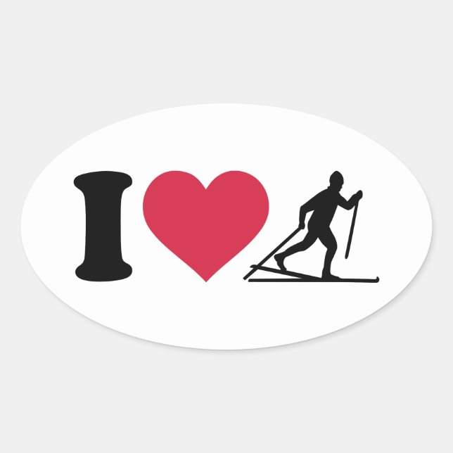 I love Cross-country skiing Oval Sticker (Front)