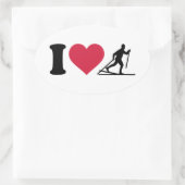 I love Cross-country skiing Oval Sticker (Bag)