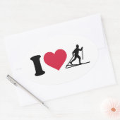 I love Cross-country skiing Oval Sticker (Envelope)
