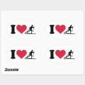 I love Cross-country skiing Oval Sticker (Sheet)