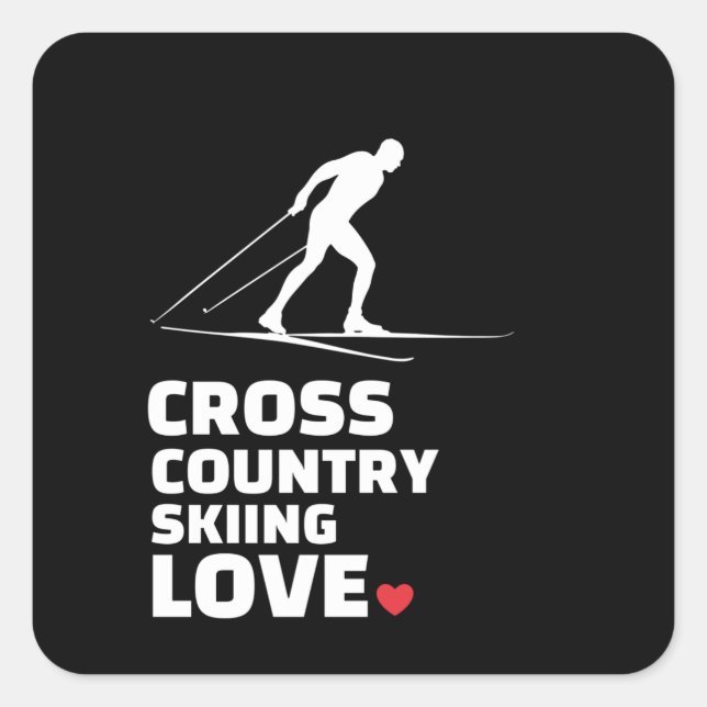  I love cross country skiing Stylish cross Square Sticker (Front)