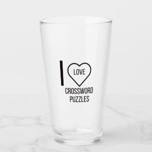 I LOVE CROSSWORD PUZZLES GLASS