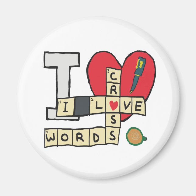 I Love Crossword Puzzles Magnet (Front)