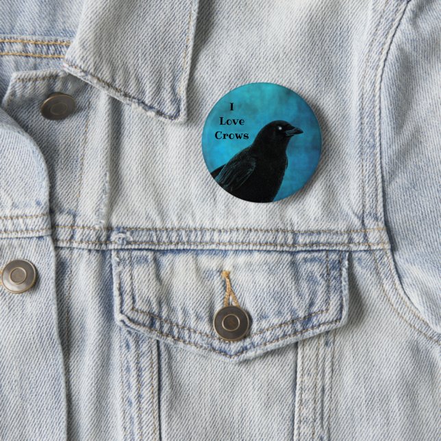 I Love Crows 6 Cm Round Badge (In Situ)