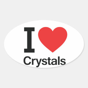 I Love Crystals Oval Sticker
