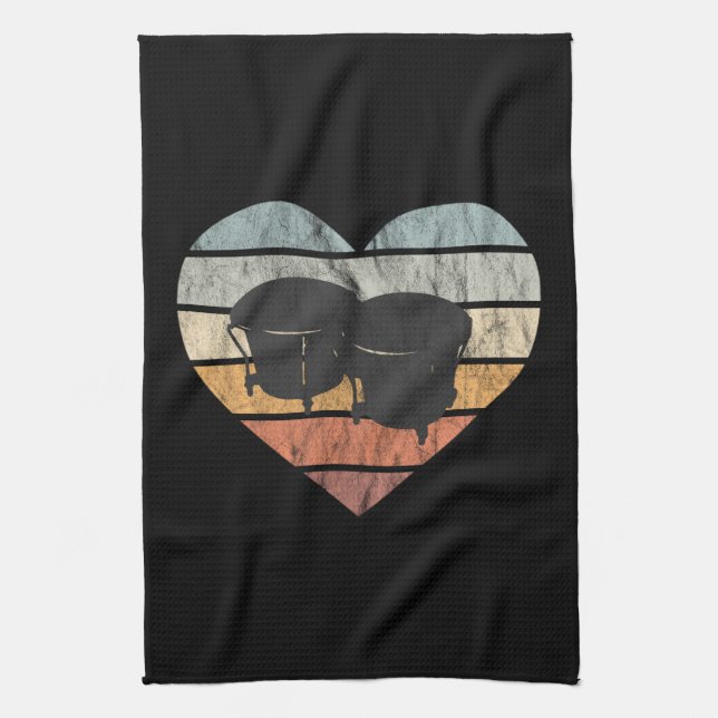 I Love Cuban Bongo Drums Tea Towel (Vertical)