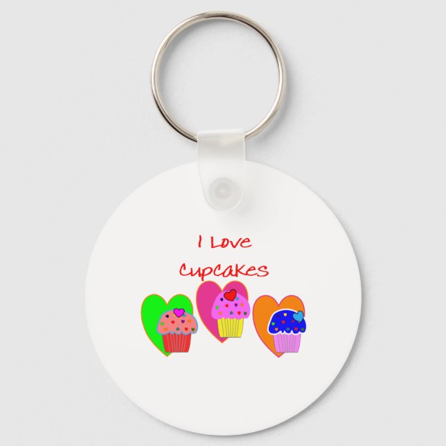 "I Love Cupcakes"--Cupcake lovers gifts Key Ring (Front)