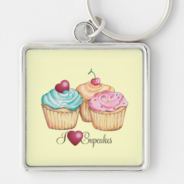 I Love Cupcakes Key Ring (Front)