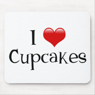 I Love Cupcakes Mouse Pad with Red Heart