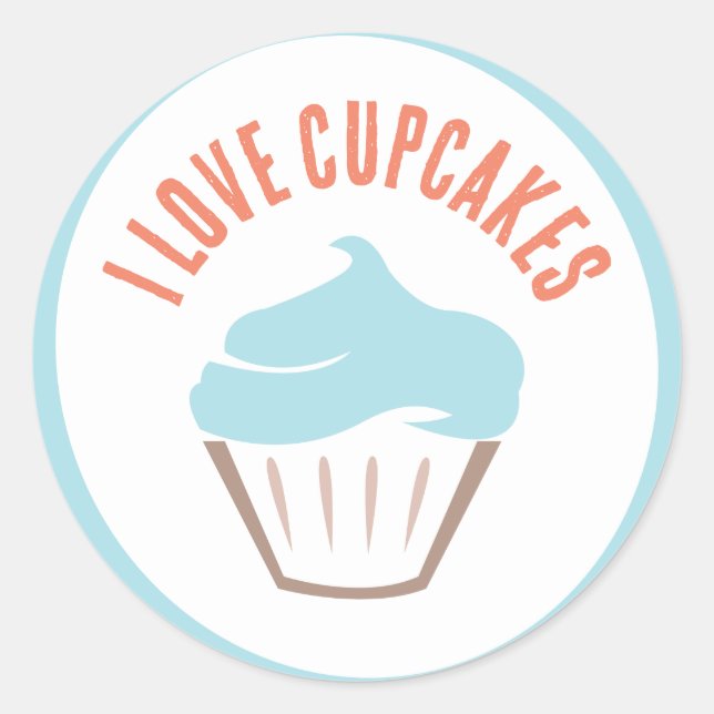 I Love Cupcakes Sticker | Cupcake Bakery Label (Front)
