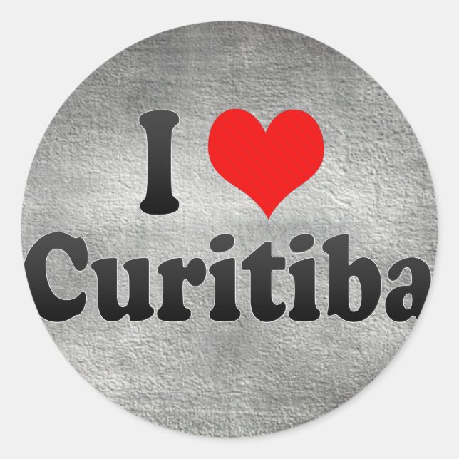 I Love Curitiba, Brazil Classic Round Sticker (Front)