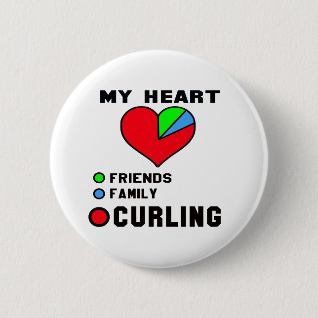 I love Curling. 6 Cm Round Badge (Front)