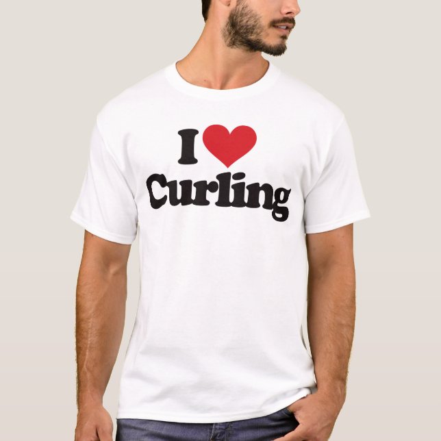 I Love Curling T-Shirt (Front)