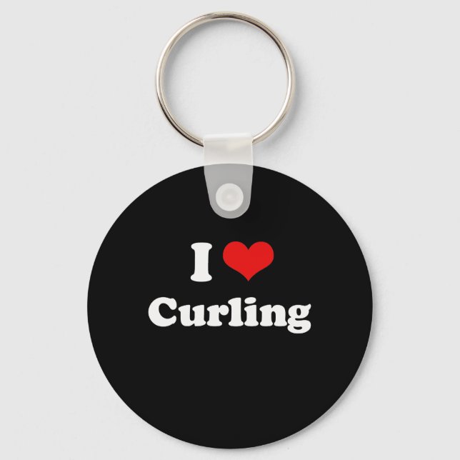 I Love Curling Tshirt Key Ring (Front)
