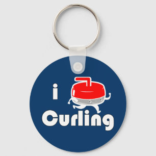 [ I LOVE CURLING ] Vintage Design by SKO Key Ring