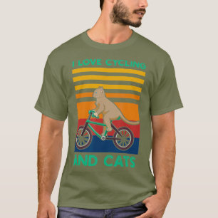 I Love Cycling And Cats Riding Bicycle Cyclist T-Shirt