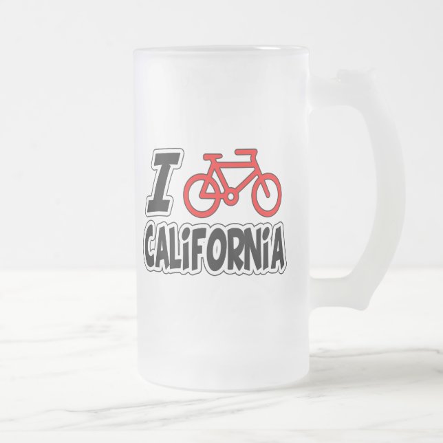 I Love Cycling California Frosted Glass Beer Mug (Right)