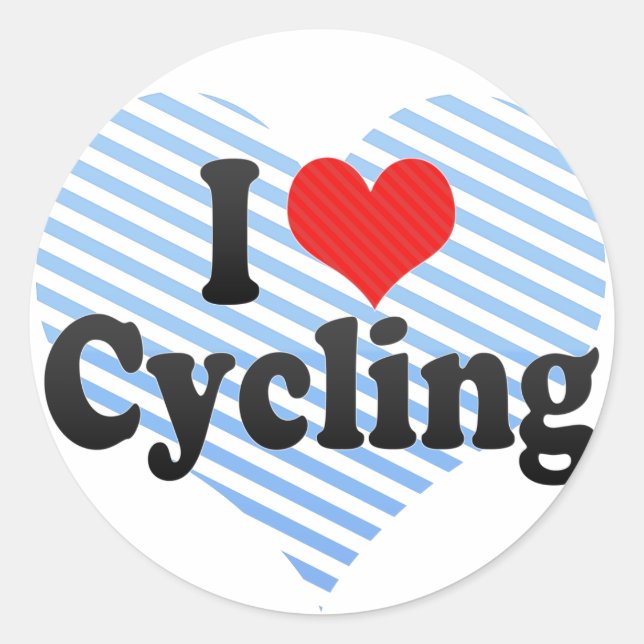 I Love Cycling Classic Round Sticker (Front)