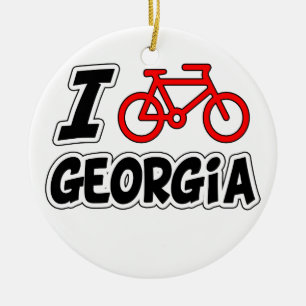 I Love Cycling Georgia Ceramic Tree Decoration