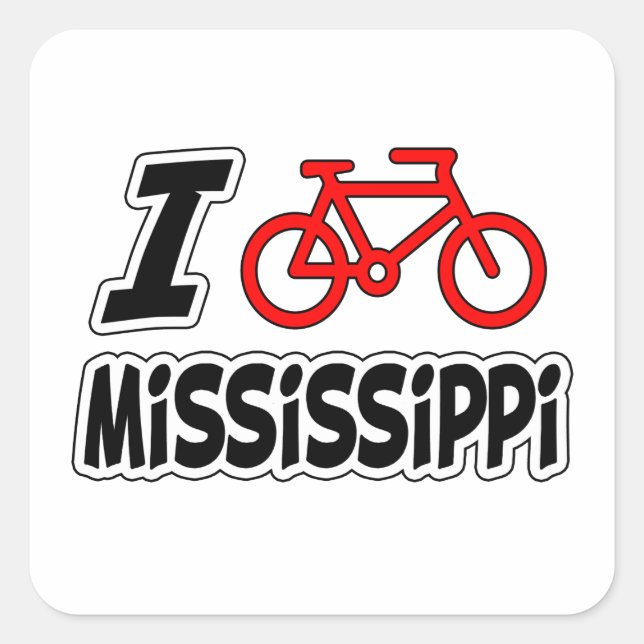 I Love Cycling Mississippi Square Sticker (Front)
