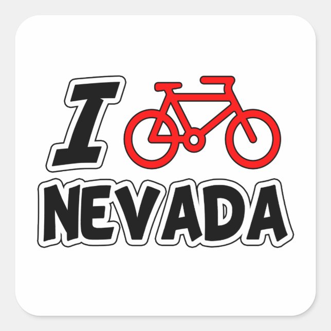 I Love Cycling Nevada Square Sticker (Front)