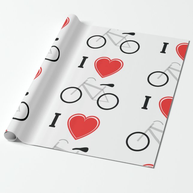 I Love Cycling Wrapping Paper (Unrolled)