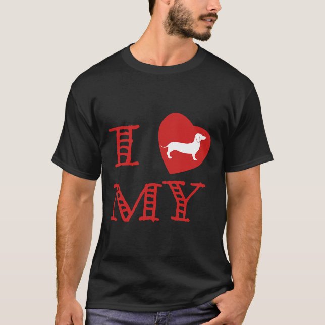 I Love Dachshund T-Shirt (Front)