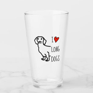 I Love Dachshund Wiener Dog Cute Funny Simple Glass
